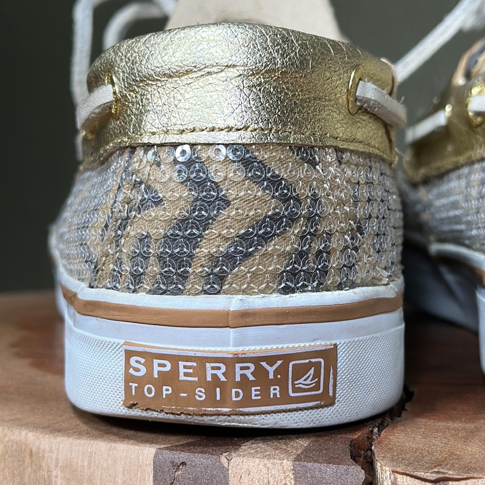 SPERRY Women’s Bahama Gold/Brn Zebra Sequins - Picture 5 of 16